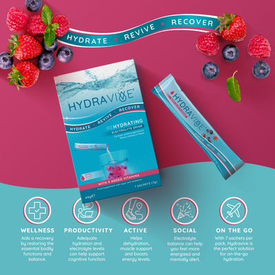 Hydravive Rapid Rehydration Electrolytes Powder - 21 Pack Berry Blast