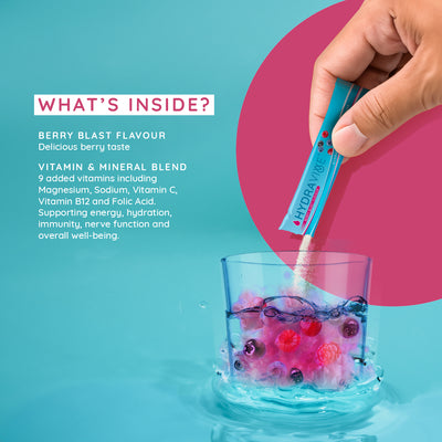 Hydravive Rapid Rehydration Electrolytes Powder - 21 Pack Berry Blast